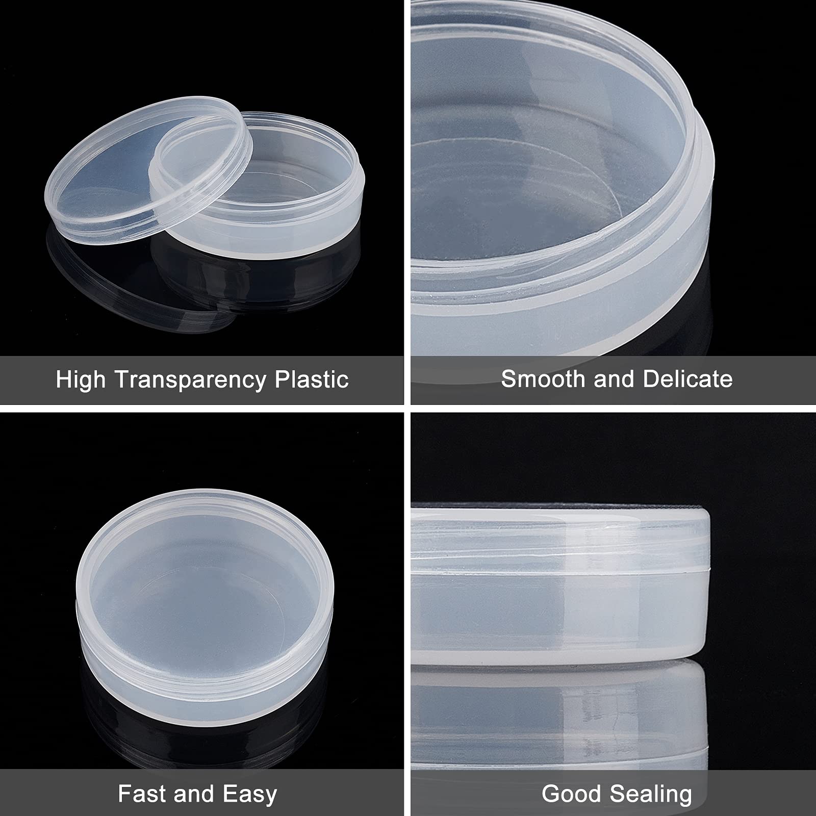 BENECREAT 20Pack PP Round Bead Storage Containers Cylinder Bead Containers Clear Storage Organizer Box 5.5x1.8cm with Screw Lids for Eye Shadow