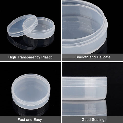 BENECREAT 20Pack PP Round Bead Storage Containers Cylinder Bead Containers Clear Storage Organizer Box 5.5x1.8cm with Screw Lids for Eye Shadow