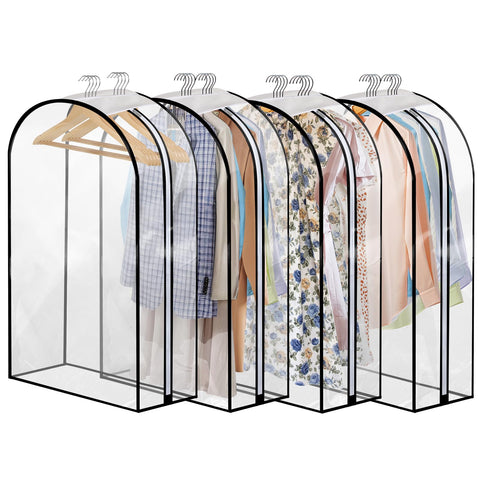 4 Pack Clear Garment Bags 40" with 10" Gusset for Coats, Suit, Jackets