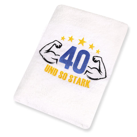 Abc Casa 40th birthday gift towel with embroidered muscles for men - a useful gift for 40 years - a wonderful gift idea for 40th