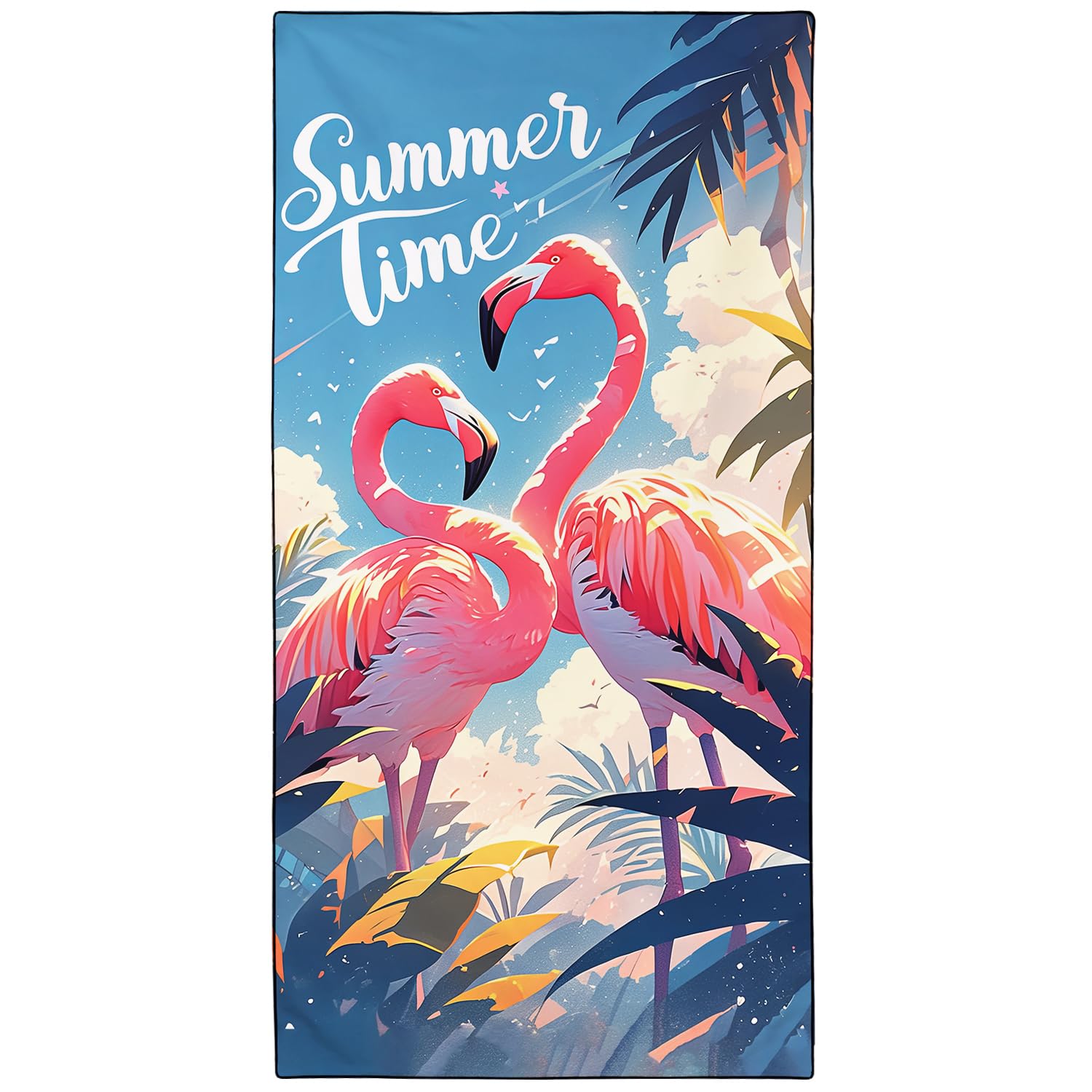 YISUMEI Summer Flamingos Beach Towels for Adults Extra Large 180 x 90 cm, Microfibre Lightweight Quick Dry Towel for Swimming Pool Cruise Travel