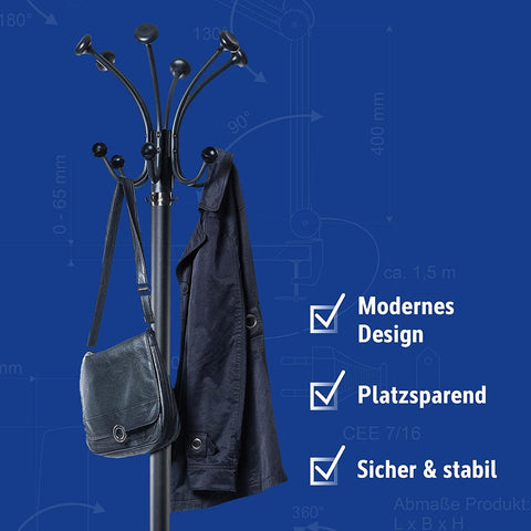 MAUL MAULnubis Coat Stand | Modern and Stable Standing Coat Rack for Private Use, Office and Reception Rooms | Sturdy Steel Clothes Rack for Jackets