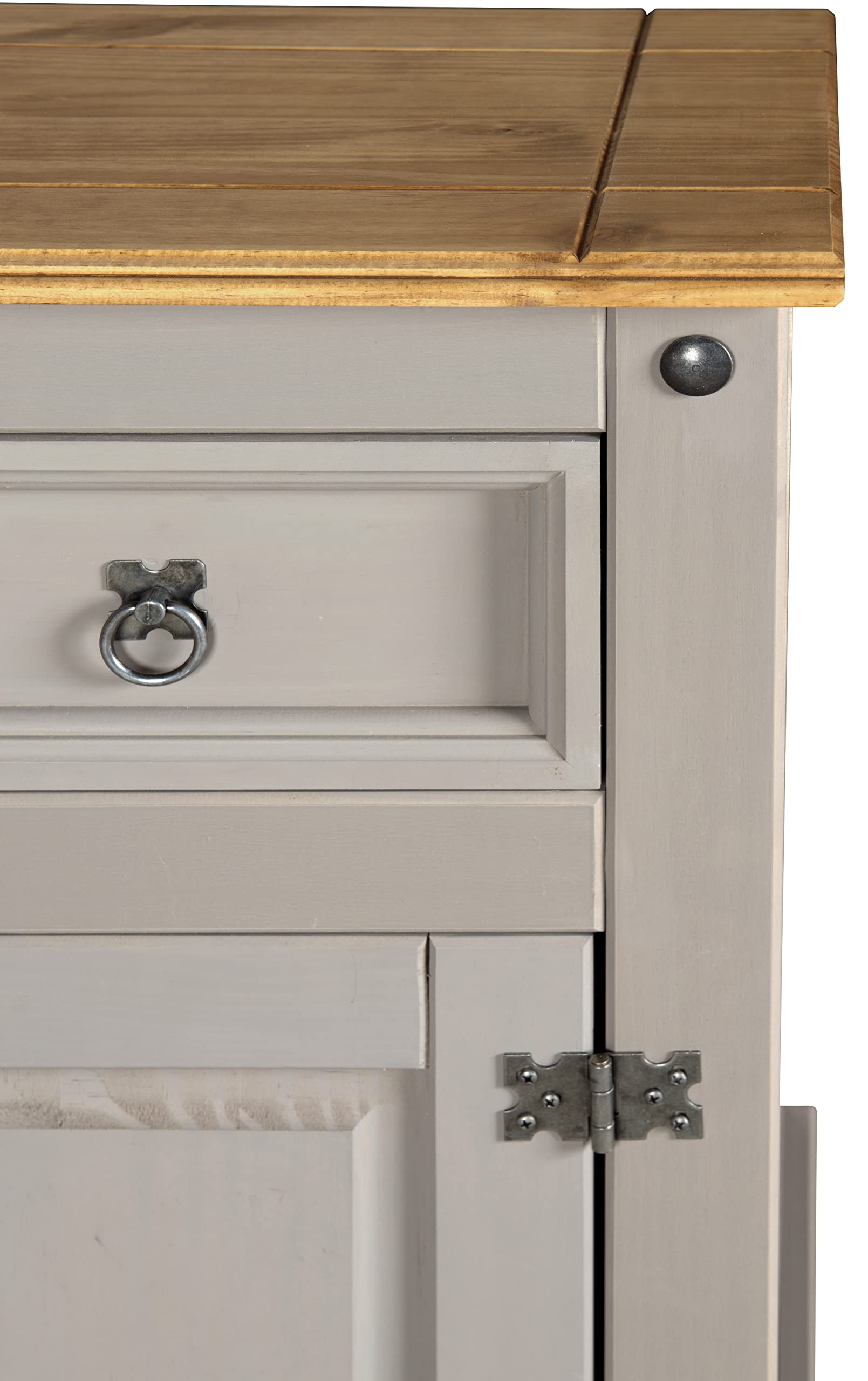 Corona Grey Sideboard 2 Door 2 Drawer Cupboard Mexican Solid Pine with Gunmetal Finish Hardware 76cm H x 87cm W x 40cm D