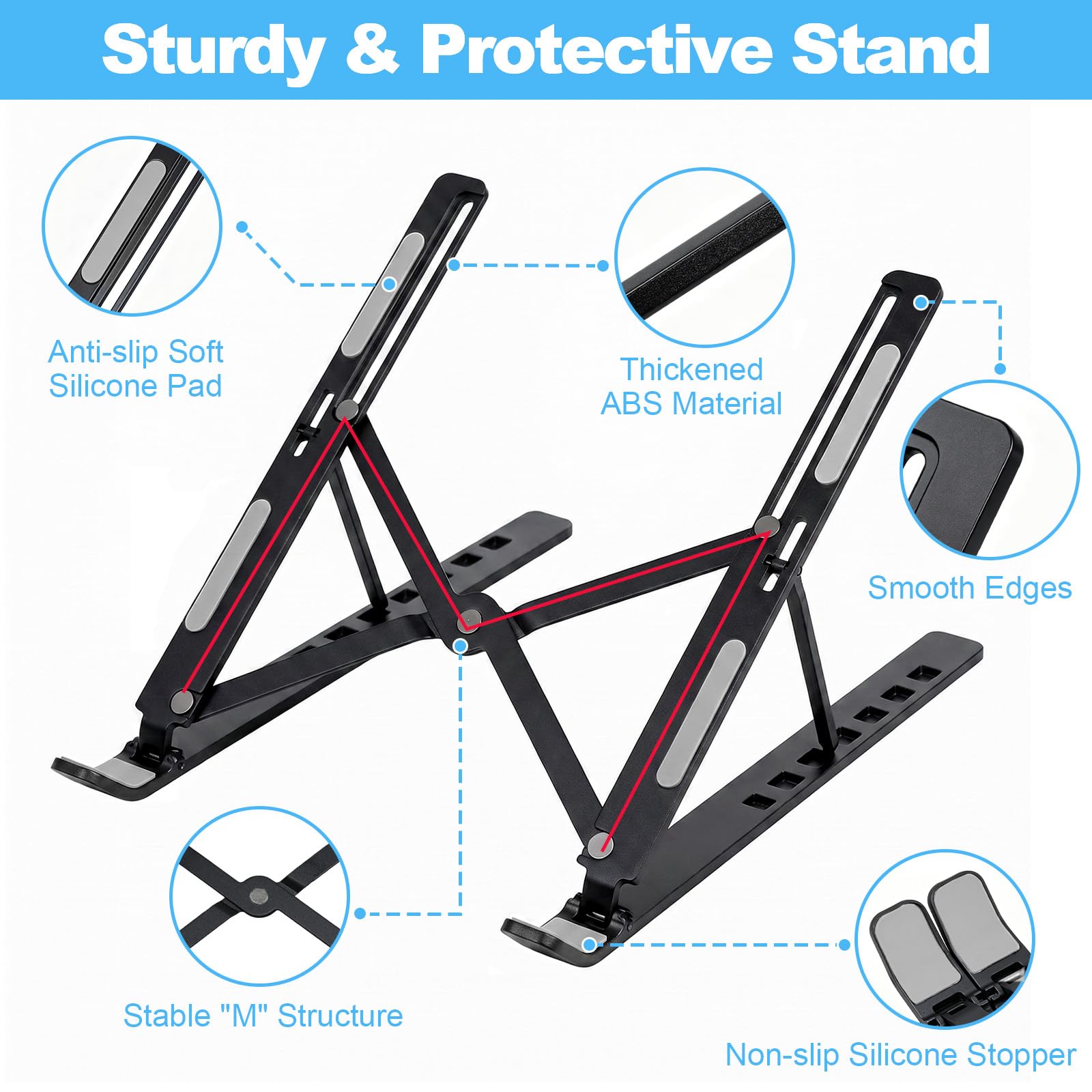 SAYEEC Laptop Stand for Desk Portable Laptop Riser 7 Angles Ergonomic Adjustable Computer Stand Aluminum Foldable Laptop Stands Ventilated Cooling