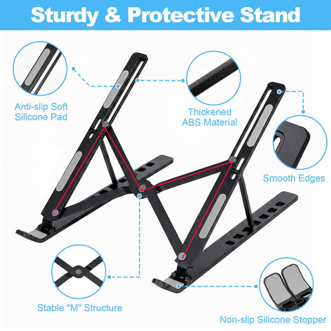 SAYEEC Laptop Stand for Desk Portable Laptop Riser 7 Angles Ergonomic Adjustable Computer Stand Aluminum Foldable Laptop Stands Ventilated Cooling