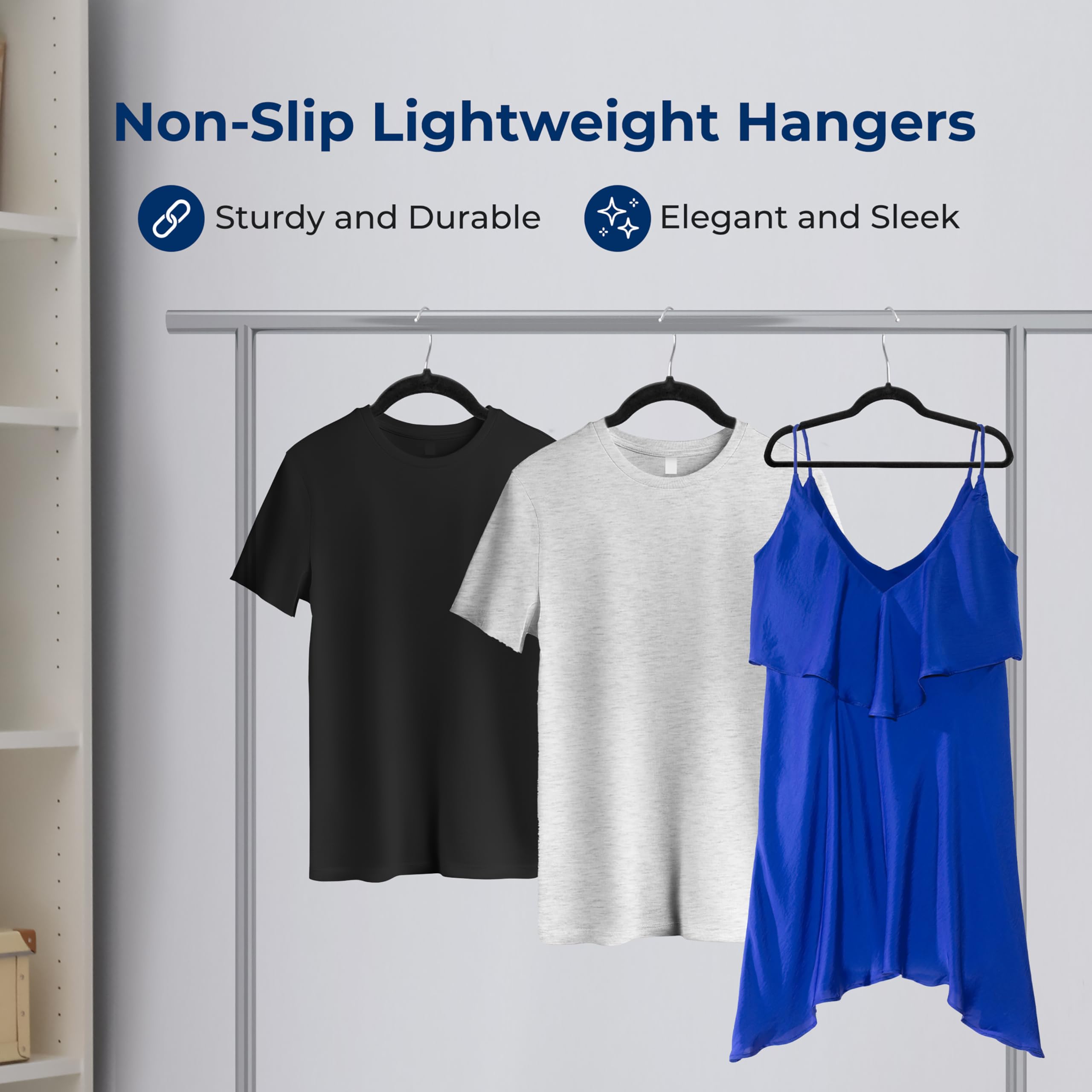 SereneLife Velvet Hangers 200 Pack - Non-Slip Felt Hangers with 360° Swivel Hook - Ultra-Thin, Lightweight Velvet Hangers for Shirts, Sweaters