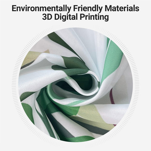Lerores Shower Curtain, 200 x 200 cm, Green Leaves, Weighted Hem, Anti-Mould Textile, Water-Repellent