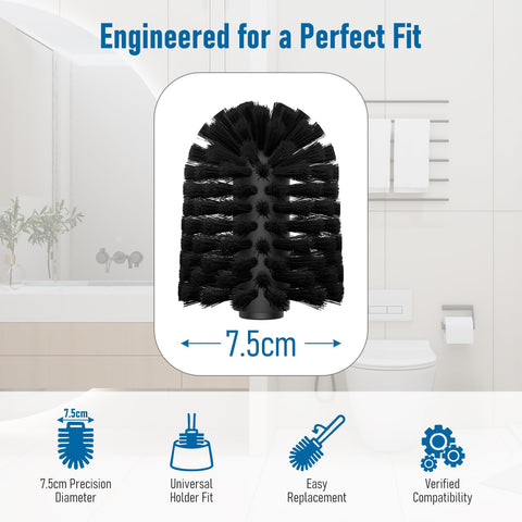 Mozmmhi Toilet Brush, Toilet Brush with 3 Replacement Heads, PP Toilet Brush Made of 304 Stainless Steel Handle for Bathroom Cleaning