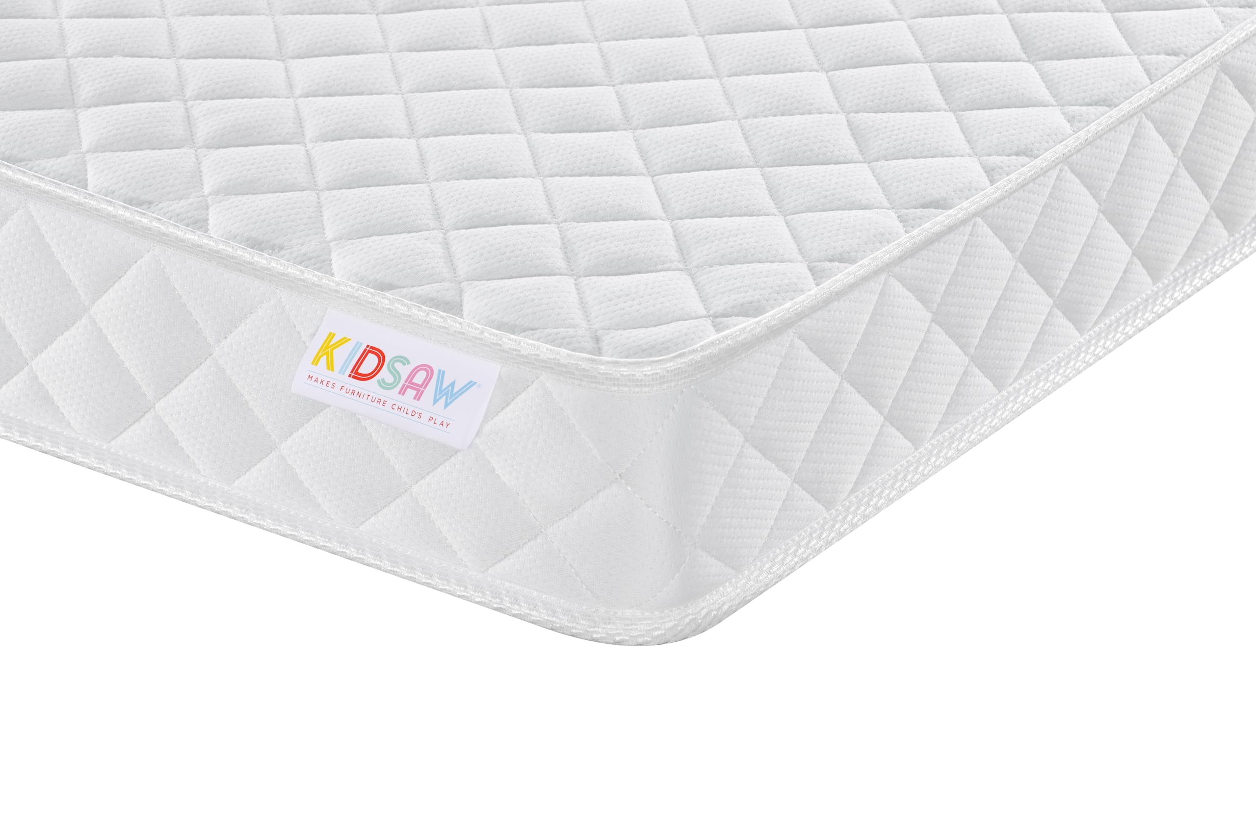 Kidsaw, Medium Firmness, Sprung Toddler Cotbed Mattress, White, 140 x 70