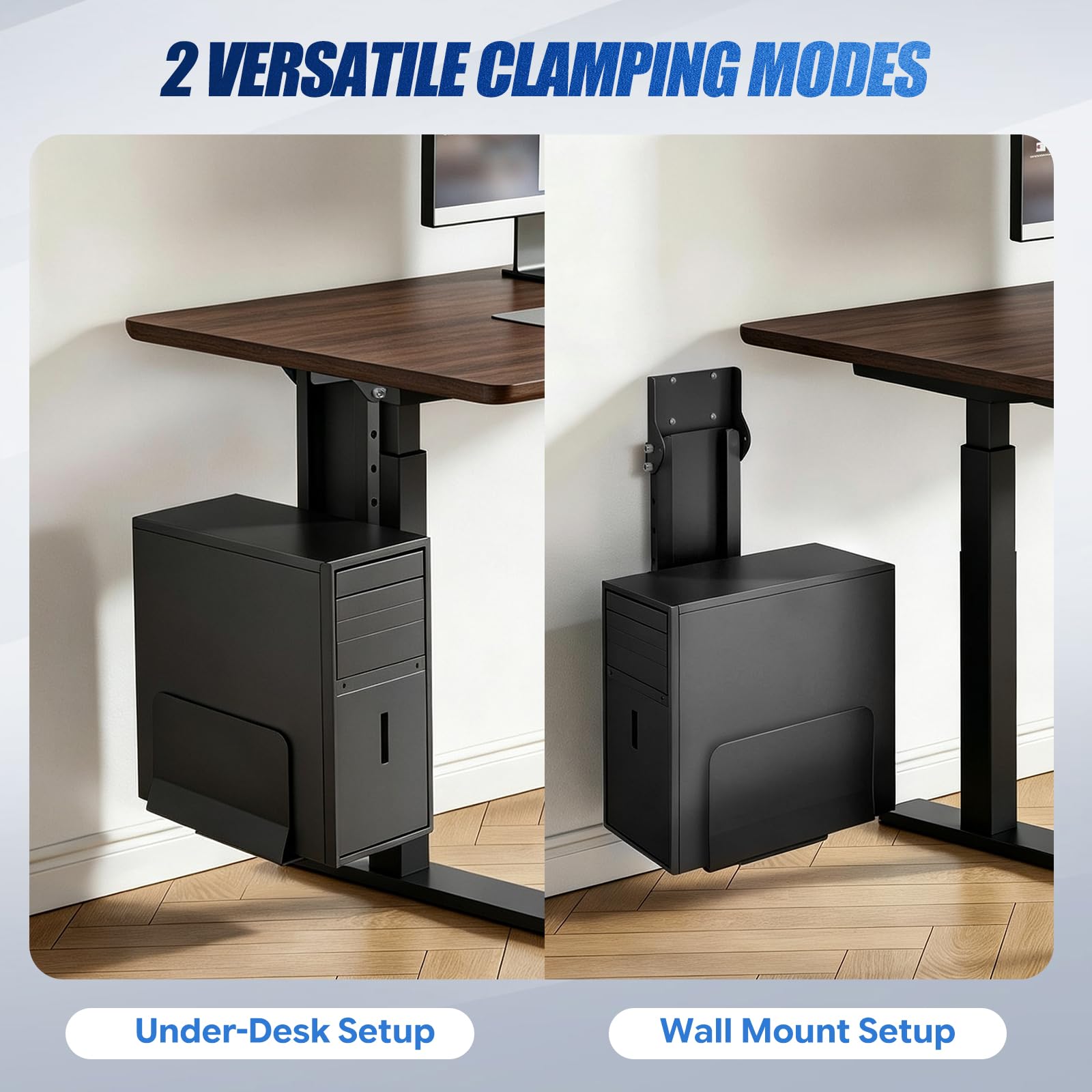 Heavy Duty PC Under Desk Hanger, 2-in-1 Computer Tower Wall Mount Bracket, Adjustable Width 15–25 cm, Height 31.5–51 cm, Holds up to 23 kg