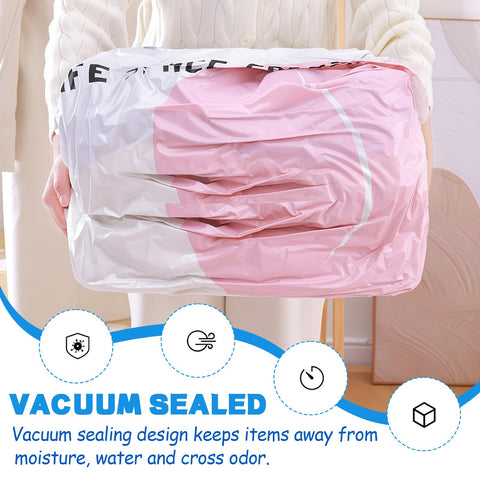 XQMMGO 2 Pack No Pump Vacuum Storage Bags, Large Cube Vacuum Pack Bags for Clothes and Duvets, Space Saver Compression Bags for Travel