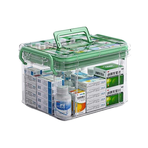 Sightday Medicine Storage Box,Household Medicine Storage Box Organiser,Double Layers First Aid Box,Multi Grid Portable with Lid Medication Cabinet