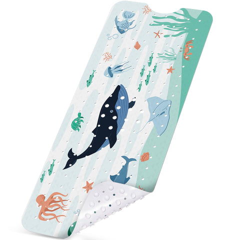 NiBaby Non-Slip Bath Mat with Suction Cups, 102 x 41 cm, Whale Design