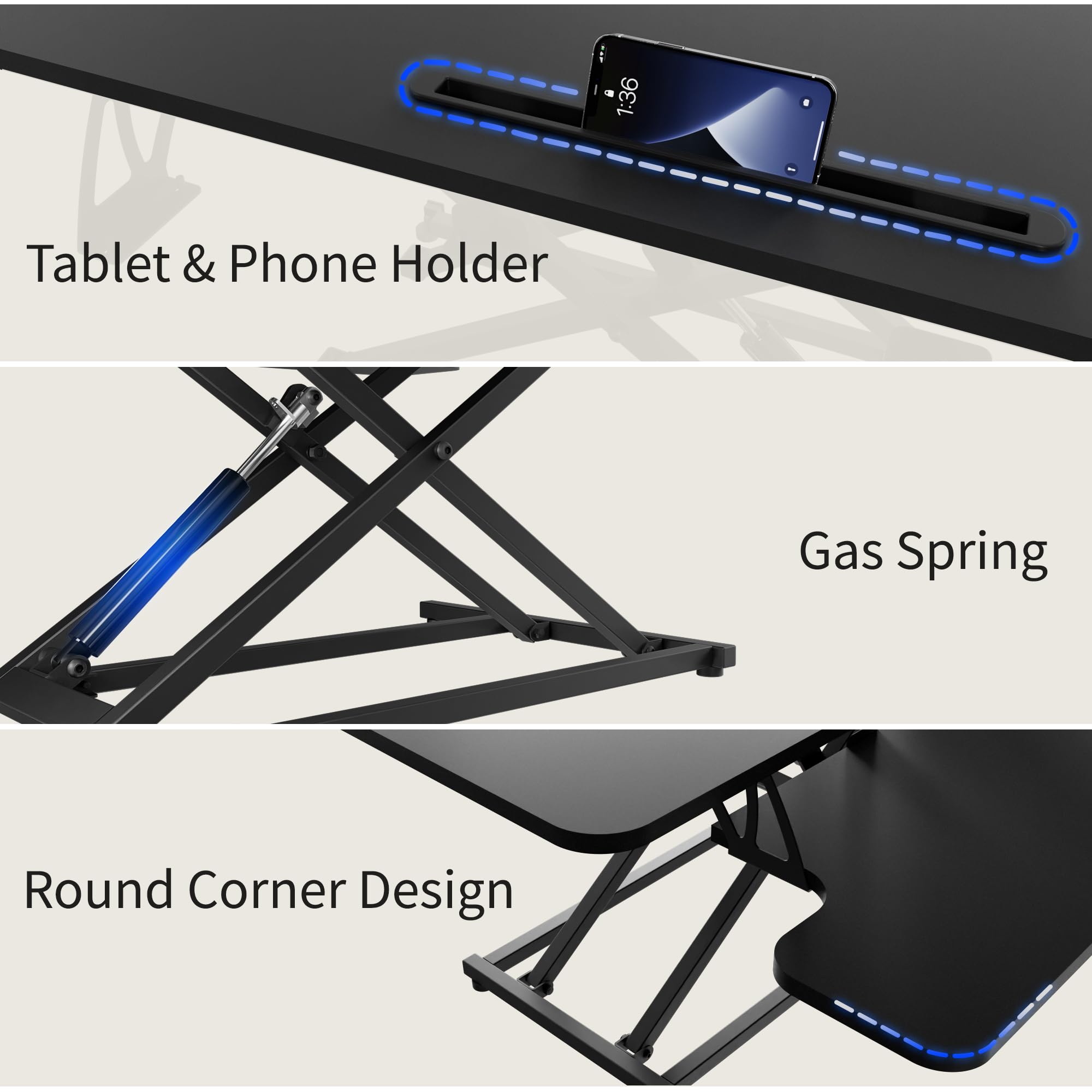 ERGOMAKER Standing Desk Converter, 42"/106cm, Black