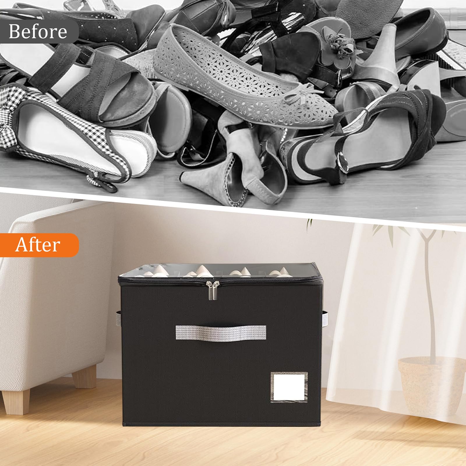 SYEXDZON Shoe Organiser, Foldable Shoe Storage Box for Closet