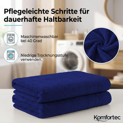 Komfortec Jumbo Bath Towels, 100% Cotton, Quick Dry, 80x200, Royal Blue