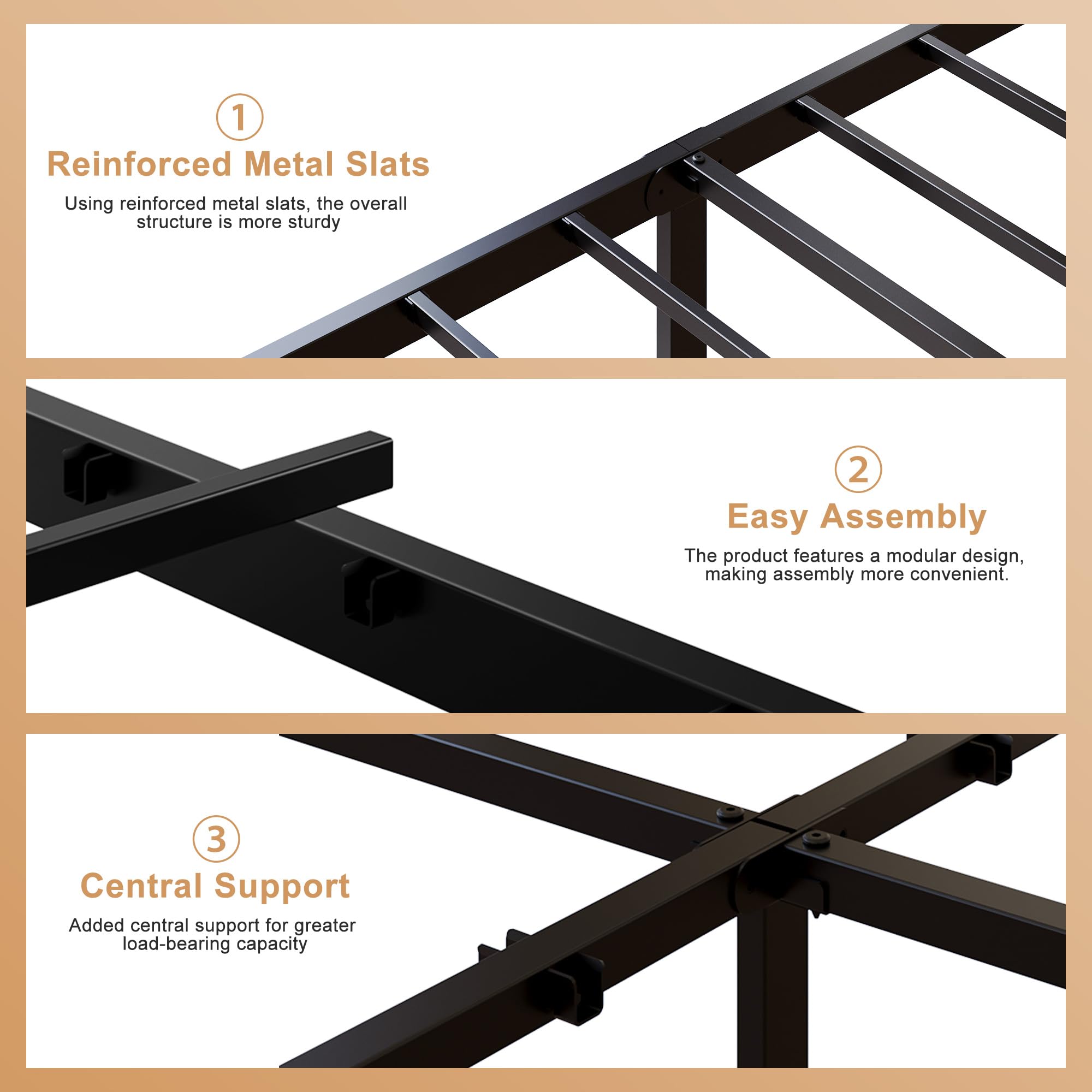 Yicensen Double Bed Frame with Headboard and Footboard