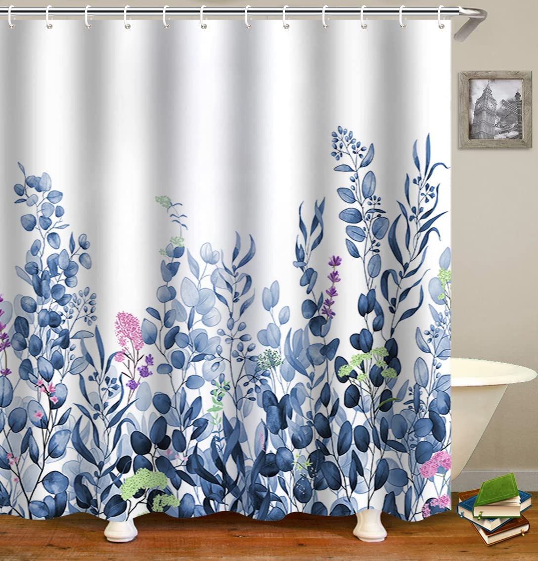 WELTRXE Shower Curtains, Bathroom Shower Curtain with 12 Hooks, Waterproof Polyester Fabric Bathtub Curtain, Weighted Hem, Quick Dry