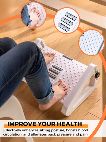 MAGIC SELECT Adjustable Under Desk Foot Rest, Ergonomic Office Footrest, Non-Slip, Foot Rest with Massage Function, Improves Posture and Circulation