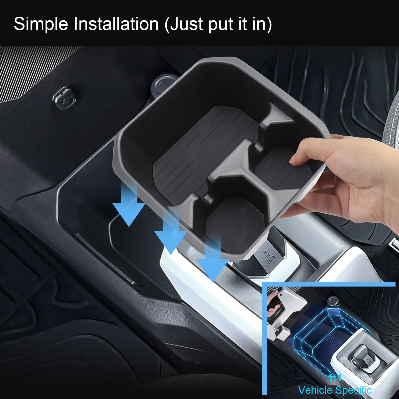 Coleya Central Armrest Storage Box Compatible with Dacia Spring Electric EV/Extreme 2025 2026, Central Console Storage Box, Car Cup Holder