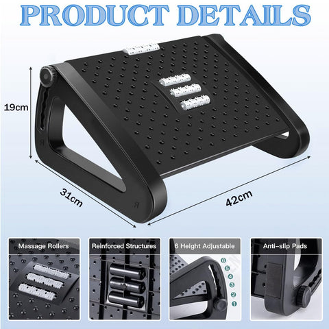 Foot Rest for Under Desk at Work,Adjustable Height Footrest Ergonomic Foot Stools for Under Office Desk,Rocking Footrest with Roller Massager-Leg