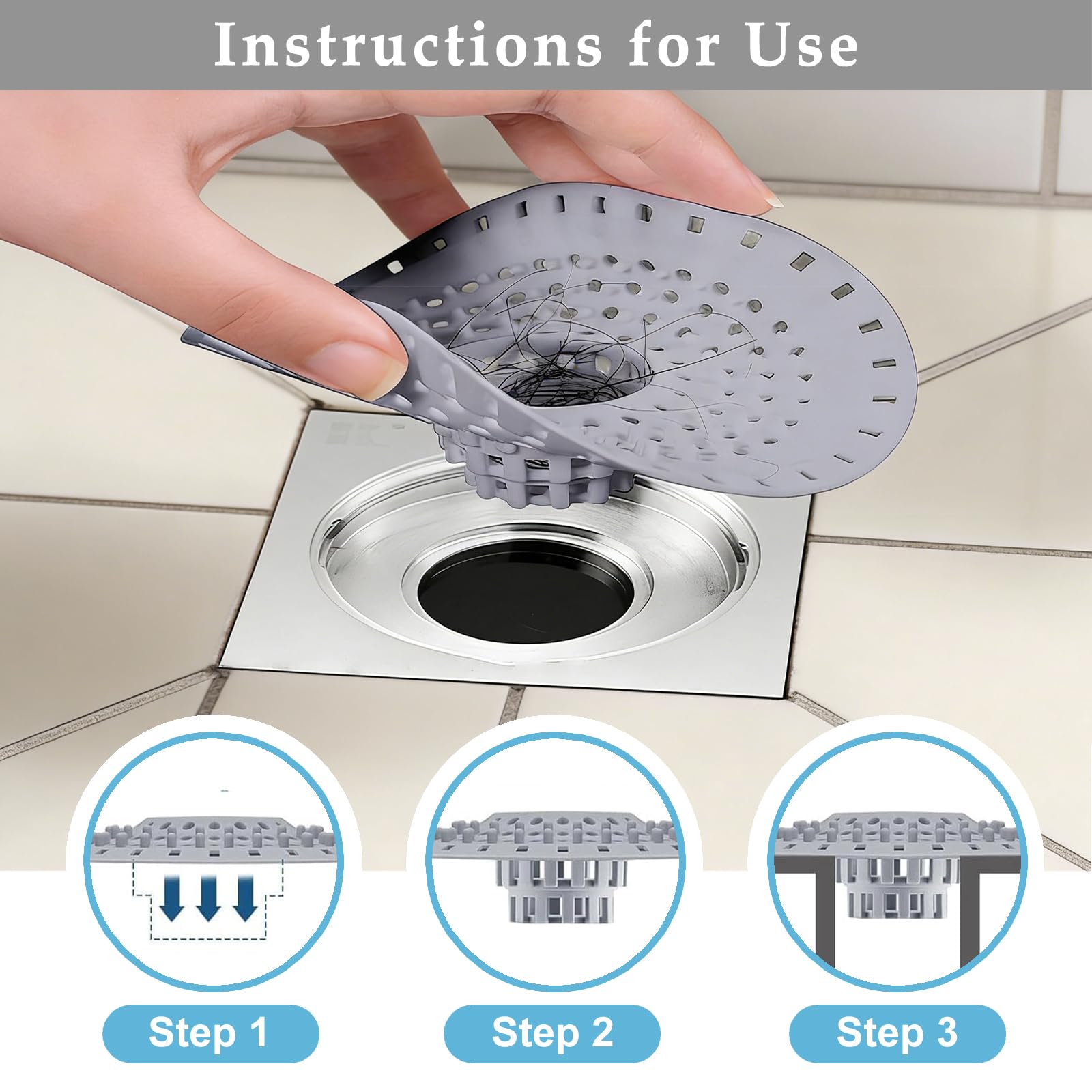 2 Pack Hair Catcher For Shower Drain, Silicone Shower Drain Hair Catcher, Shower Drain Cover Hair Trap