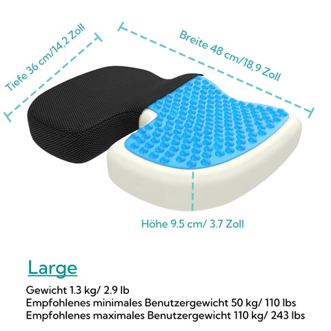 bonmedico Gel Seat Cushion Memory Foam Coccyx Cushion for Chairs