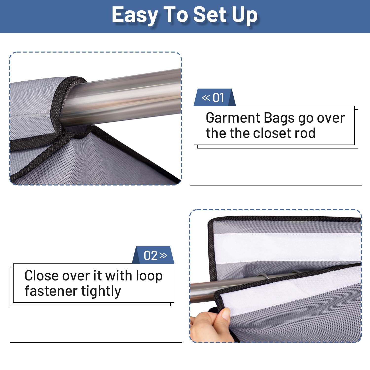 SLEEPING LAMB 2 Pack 54" Hanging Clothes Bags for Storage Long Dresses Fully Sealed for Clothes Jackets Coats Suits with Clear PVC Window