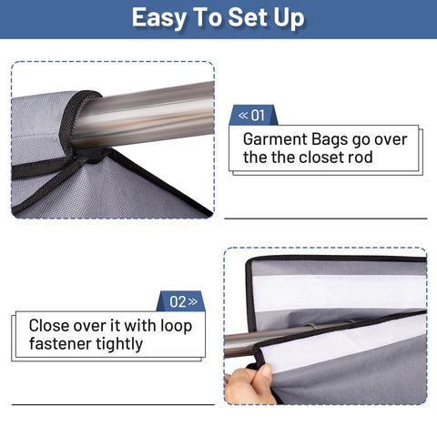 SLEEPING LAMB 2 Pack 54" Hanging Clothes Bags for Storage Long Dresses Fully Sealed for Clothes Jackets Coats Suits with Clear PVC Window