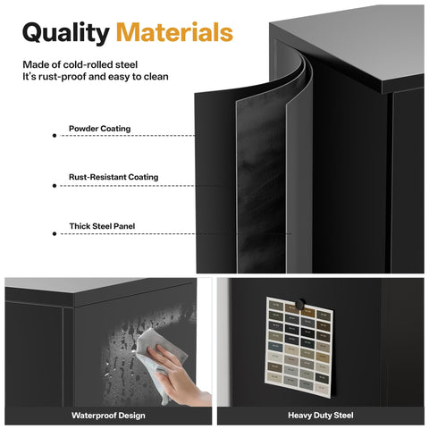 TaskStorz Metal Storage Cabinet, Office Storage Cabinet, Black,180*80*40cm
