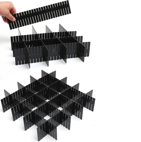 Flytianmy 18Pcs Drawer Dividers, Adjustable Drawer Organizer for Socks, Underwear, Makeup, Can Help Tidy Kitchen, Bedroom, Dresser Black