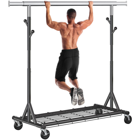 Gewudraw Clothes Rack Heavy Duty 240 KG Capacity, Portable, Foldable, Black