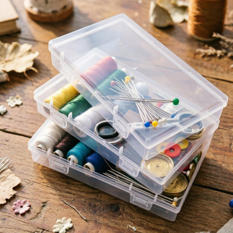 Goodma 6 Pieces Rectangular Empty Mini Clear Plastic Organizer Box