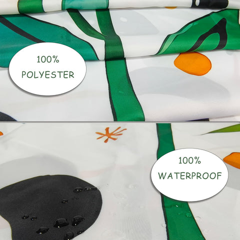 Green Panda Shower Curtain 180x180cm Mould Proof Waterproof with Hooks
