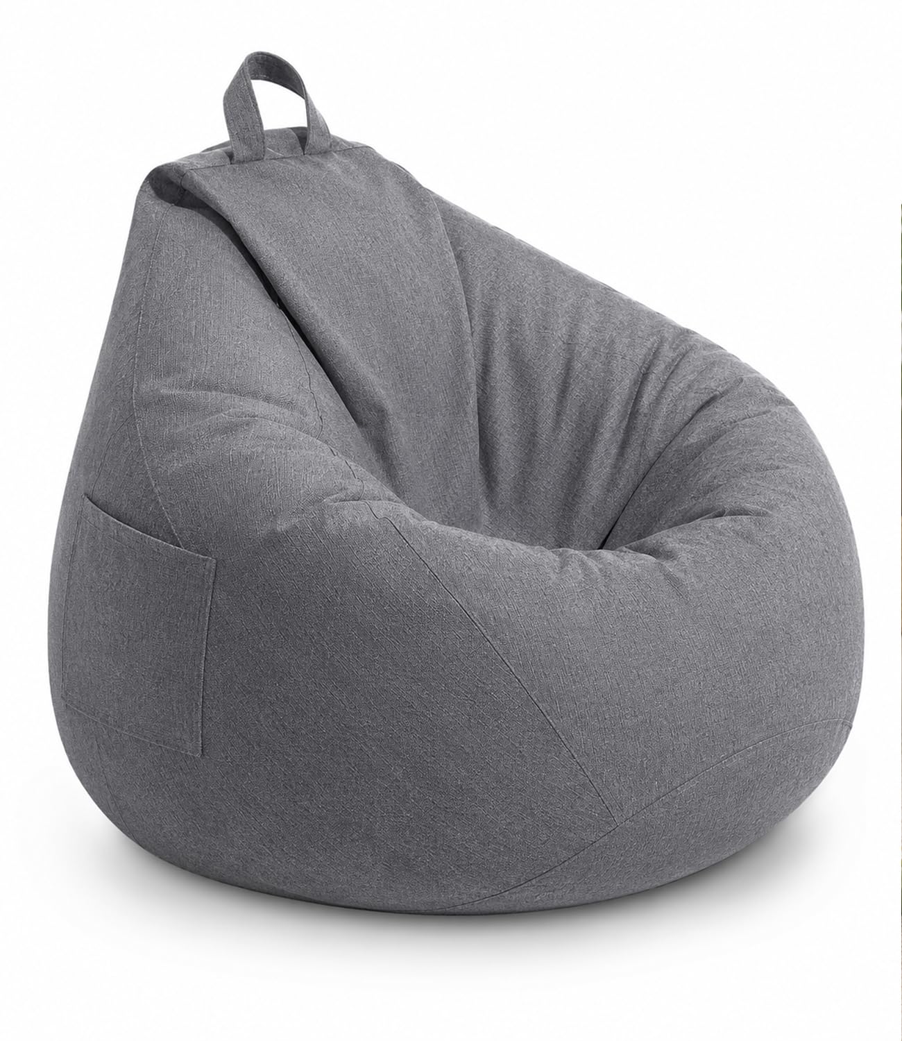 Highdi Bean Bag Without Fillings - Cotton Linen Durable & Comfortable, Storage Grey Bean Bag Chair for Living Room/Bedroom/Gaming Room