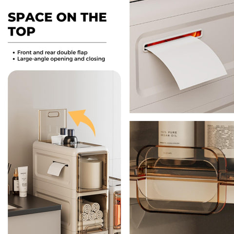 MAGIC SELECT Narrow Bathroom Organizer. Auxiliary Storage Furniture with Wheels for Narrow Places. Compact 4-Drawer Side Cabinet for Toilet Paper