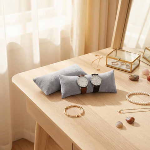 Upstore 2 Pcs Velvet Watch Display Pillows Long Pillow Form for Bracelets Bangles Jewelry Displays Luxury Show Organizer Cushions for Retail