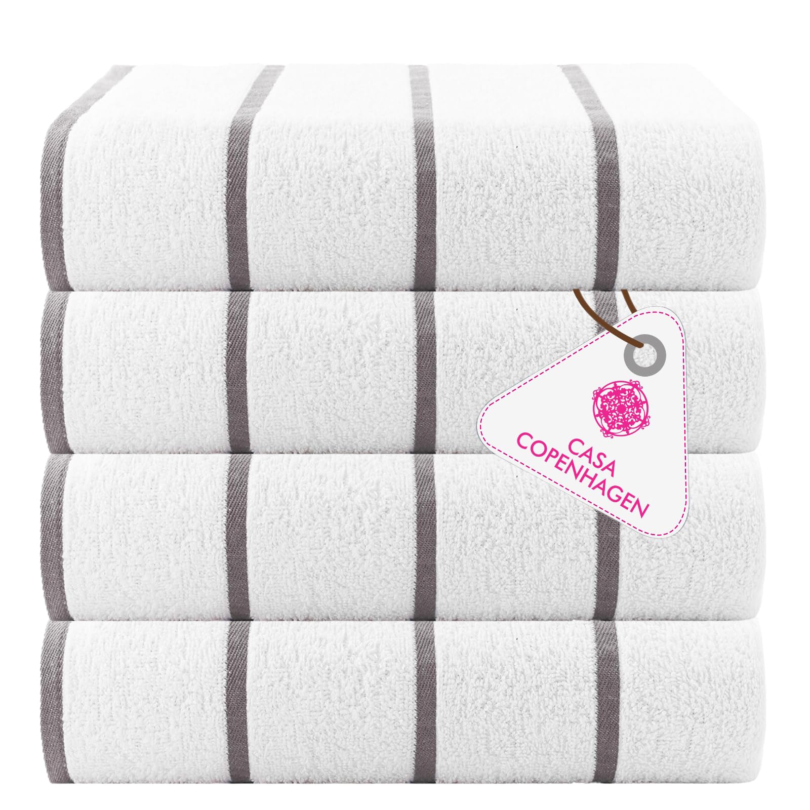 CASA COPENHAGEN Cabana Pool 4-piece set of large bath towels, 76x152 cm, 550 GSM, designed in Denmark, made from soft Egyptian cotton for bathroom