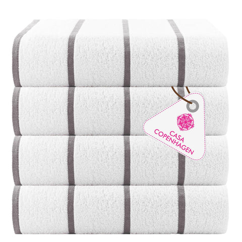 CASA COPENHAGEN Cabana Pool 4-piece set of large bath towels, 76x152 cm, 550 GSM, designed in Denmark, made from soft Egyptian cotton for bathroom