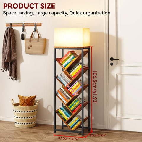 IBUYKE 9 Tier Tree Bookshelf with Top Shelf,Brown TBC002H