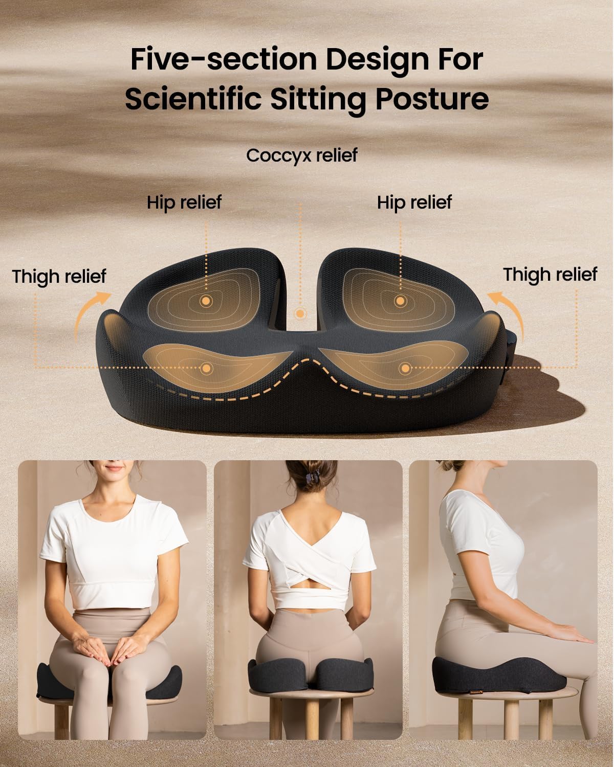 ProtoArc Ergonomic Coccyx Seat Cushion for Office Desk Chair