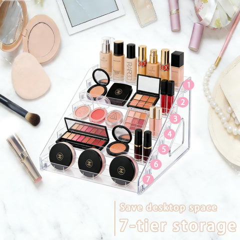 ZYNERY 2 Pack 7 Tier Acrylic Nail Polish Rack, Clear Makeup Organizer storage Rack for Essential Oil Holder Display Stand Holds