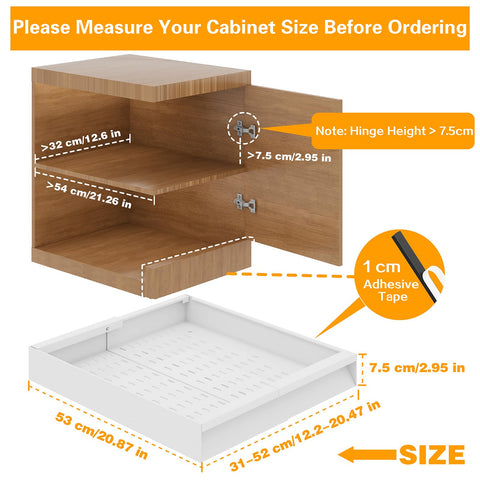 Mointal 2 Pack Kitchen Extendable Drawer, Telescopic Drawer with Adhesive, Adjustable Width 31-52 cm, Pull Out Cabinet Organizer for Kitchen