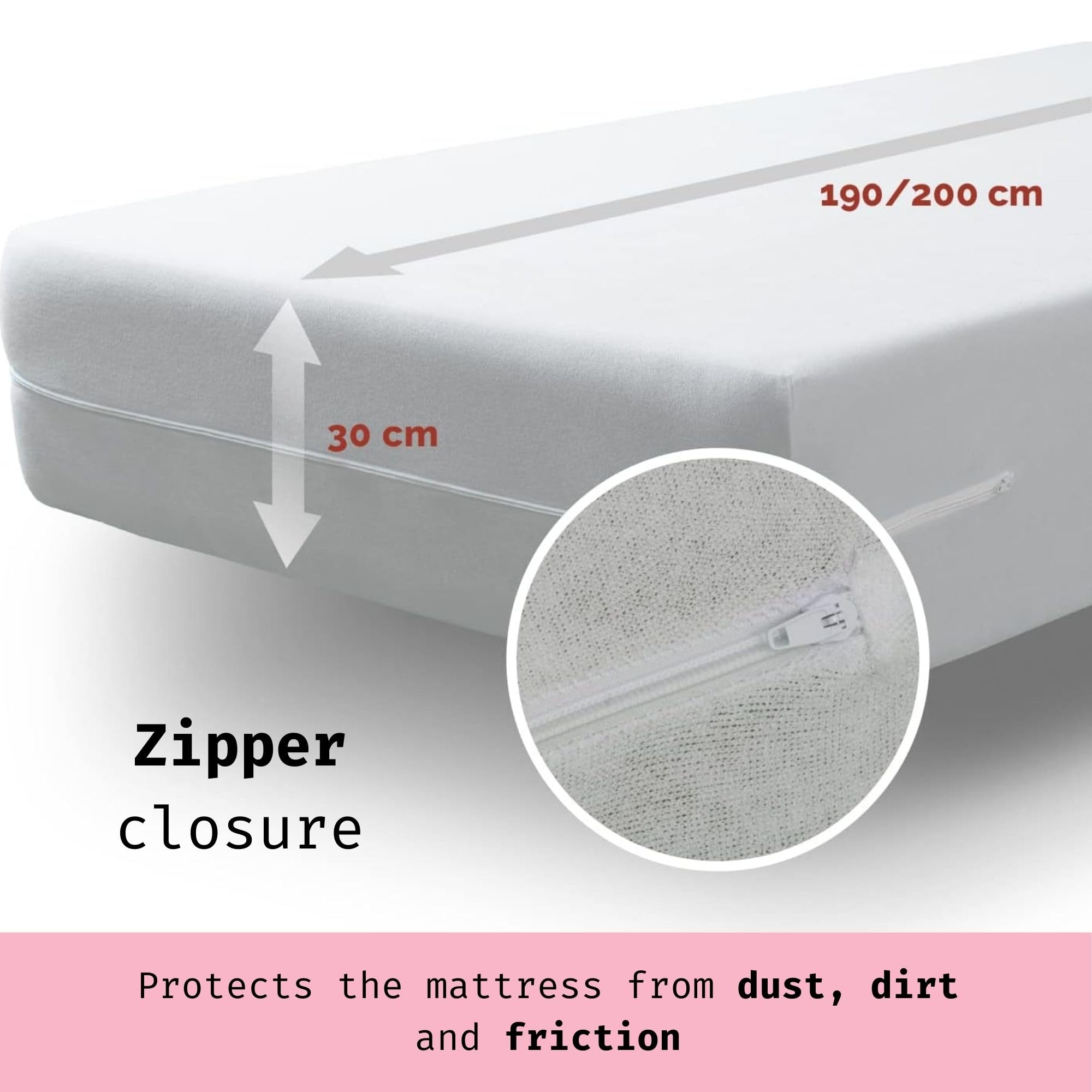 Tural Mattress Encasement Pack of 2 90x190/200cm Single Size Silk Touch Zipped