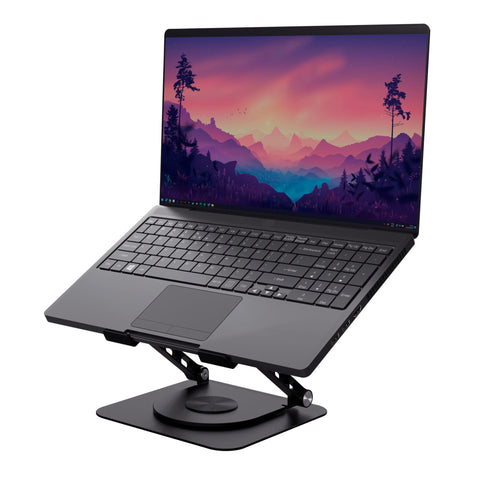 Trust Zeff Ergonomic Laptop Stand for Desk with 360 Degrees Rotation, Black