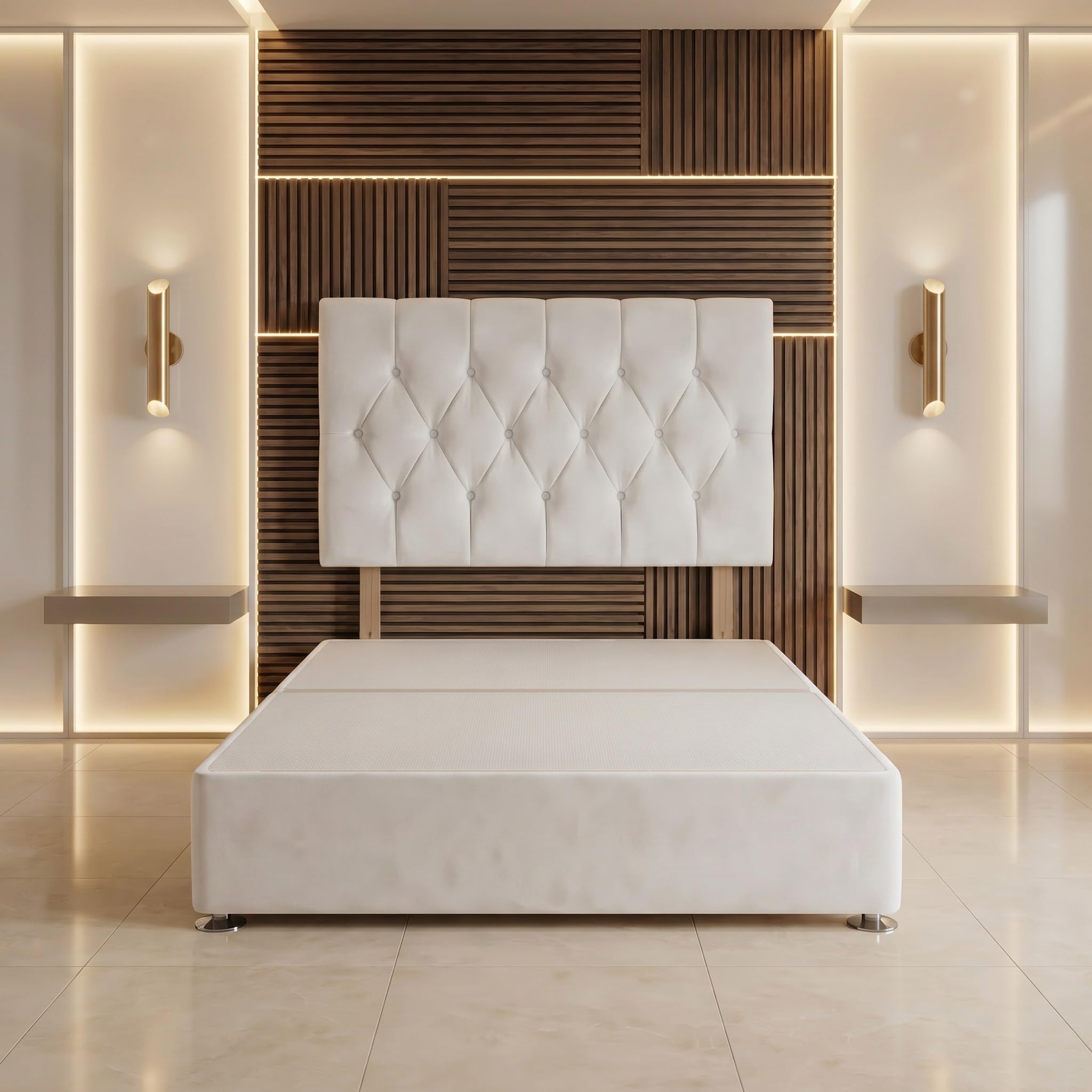 Bed Centre Ziggy Plush Small Single Divan Base 30" Headboard, White, 0 Draw