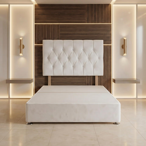 Bed Centre Ziggy Plush Small Single Divan Base 30" Headboard, White, 0 Draw