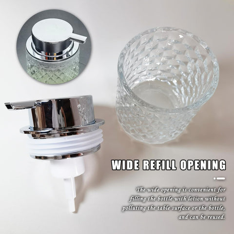 Glass Hand Foaming Soap Dispensers with Silver Pump Refillable Hand Soap Dispenser for Bathroom Kitchen (1Pack-D887)
