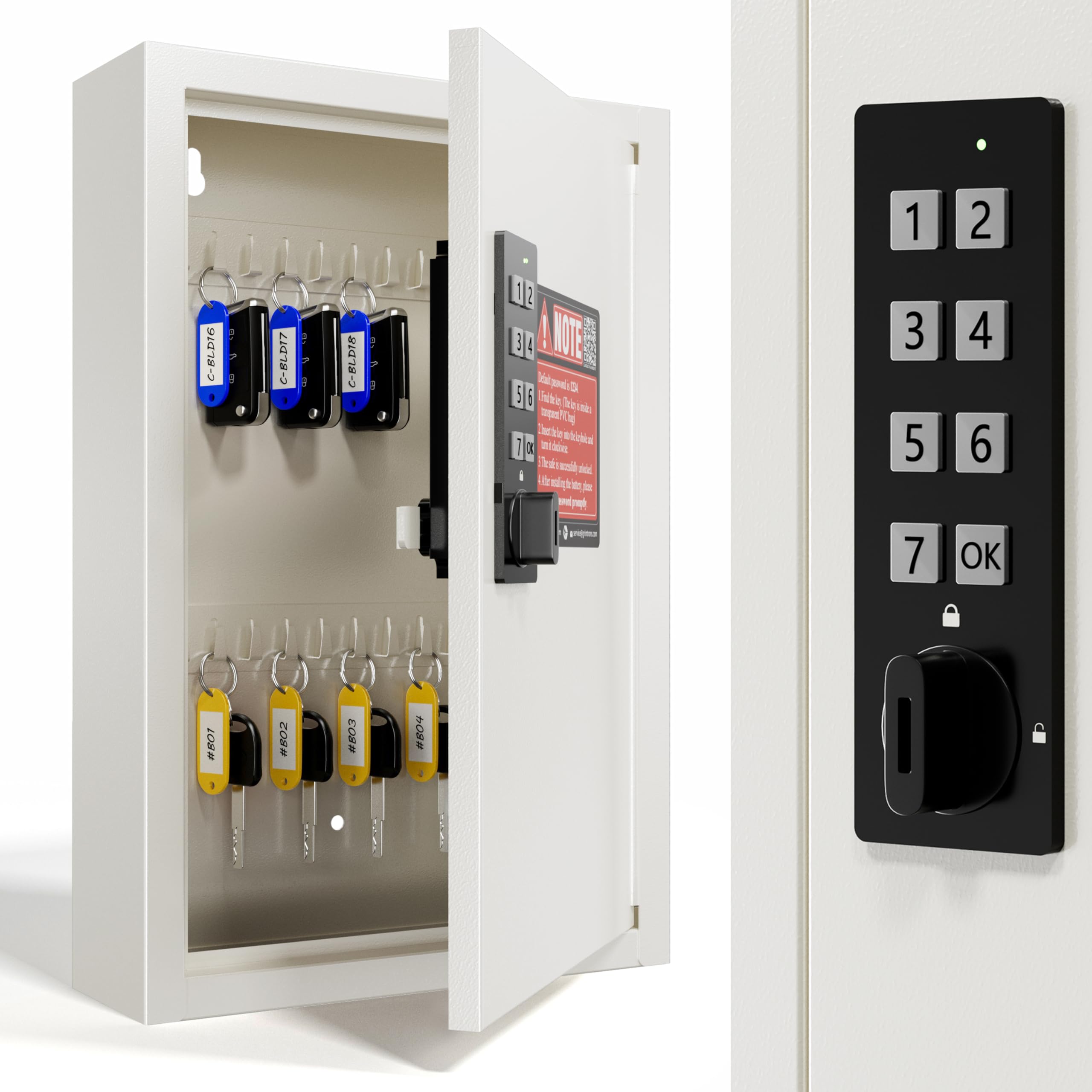 Grimtron Electronic 40 Key Safe Wall Mounted, Beige Key Lock Box With Code