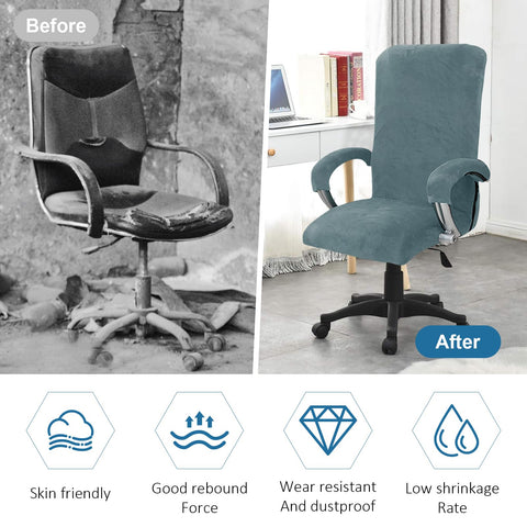 YushengTai Velvet Office Chair Cover, Stretch Office Chair Cover for Gaming Chair, Computer, Swivel Chair Cover with Armrests, Elastic